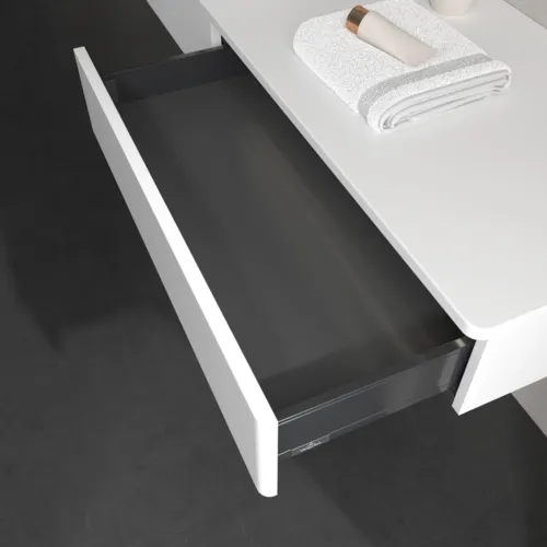 Bild von VILLEROY BOCH Antao Waschbeckenunterschrank, mit Beleuchtung, 2 Auszüge, 1600 x 190 x 500 mm, Front ohne Struktur, White Matt Lacquer / White Matt Lacquer #L15010MT