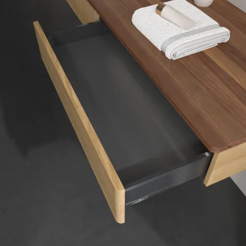 VILLEROY BOCH Antao Waschbeckenunterschrank, mit Beleuchtung, 2 Auszüge, 1600 x 190 x 500 mm, Front ohne Struktur, Honey Oak / Warm Walnut #L15052HN, Bild 7