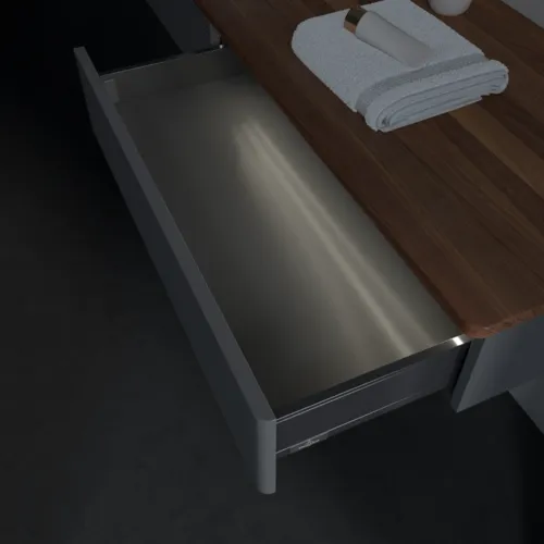 Bild von VILLEROY BOCH Antao Waschbeckenunterschrank, mit Beleuchtung, 2 Auszüge, 1600 x 190 x 500 mm, Front mit Struktur, Anthracite Matt Lacquer / Warm Walnut #L15152GK