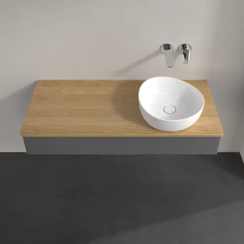 Bild von VILLEROY BOCH Antao Waschbeckenunterschrank, mit Beleuchtung, 1 Auszug, 1200 x 190 x 500 mm, Front mit Struktur, Anthracite Matt Lacquer / Honey Oak #L12111GK
