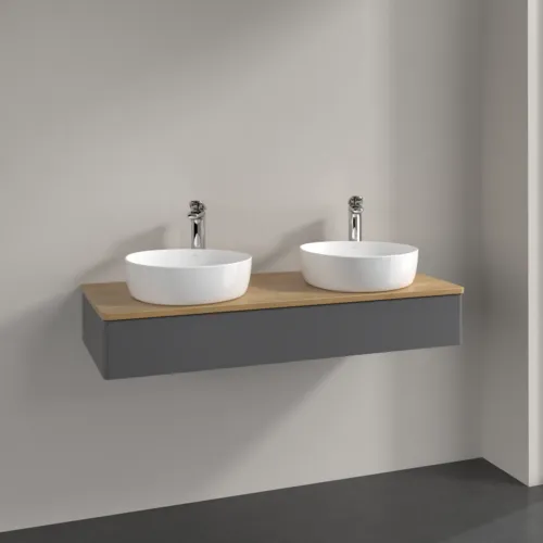 Bild von VILLEROY BOCH Antao Waschbeckenunterschrank, mit Beleuchtung, 1 Auszug, 1200 x 190 x 500 mm, Front ohne Struktur, Anthracite Matt Lacquer / Honey Oak #L13051GK