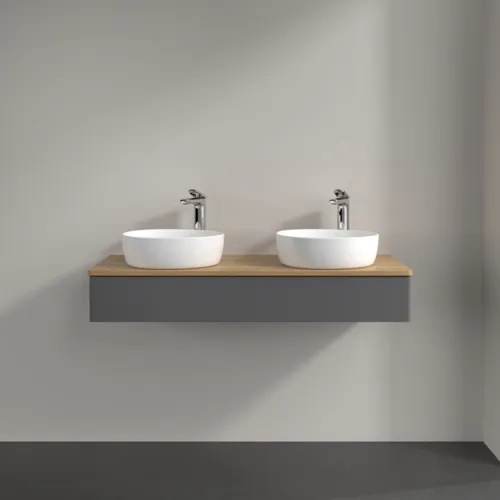 Bild von VILLEROY BOCH Antao Waschbeckenunterschrank, mit Beleuchtung, 1 Auszug, 1200 x 190 x 500 mm, Front ohne Struktur, Anthracite Matt Lacquer / Honey Oak #L13051GK