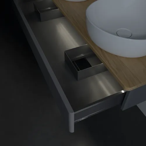Bild von VILLEROY BOCH Antao Waschbeckenunterschrank, mit Beleuchtung, 1 Auszug, 1200 x 190 x 500 mm, Front ohne Struktur, Anthracite Matt Lacquer / Honey Oak #L13051GK