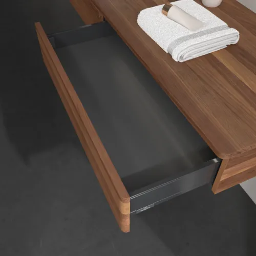 Bild von VILLEROY BOCH Antao Waschbeckenunterschrank, mit Beleuchtung, 2 Auszüge, 1600 x 190 x 500 mm, Front mit Struktur, Warm Walnut / Warm Walnut #L15152HM