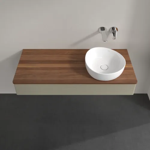 Bild von VILLEROY BOCH Antao Waschbeckenunterschrank, mit Beleuchtung, 1 Auszug, 1200 x 190 x 500 mm, Front mit Struktur, Stone Grey Matt Lacquer / Warm Walnut #L12112HK