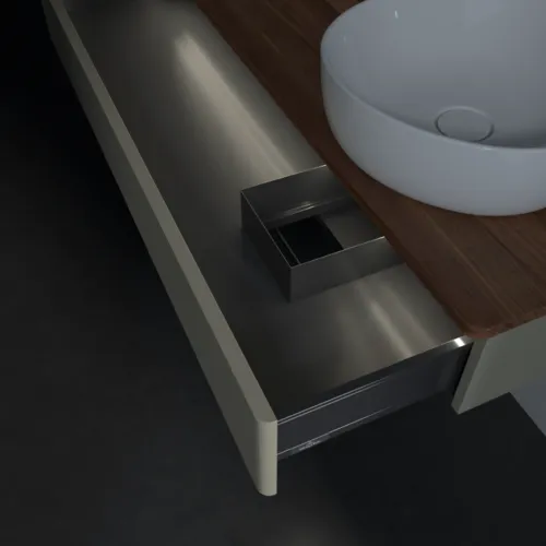 Bild von VILLEROY BOCH Antao Waschbeckenunterschrank, mit Beleuchtung, 1 Auszug, 1200 x 190 x 500 mm, Front mit Struktur, Stone Grey Matt Lacquer / Warm Walnut #L12112HK
