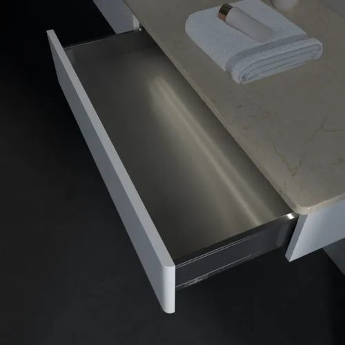 Bild von VILLEROY BOCH Antao Waschbeckenunterschrank, mit Beleuchtung, 2 Auszüge, 1600 x 190 x 500 mm, Front mit Struktur, Glossy White Lacquer / Botticino #L15153GF