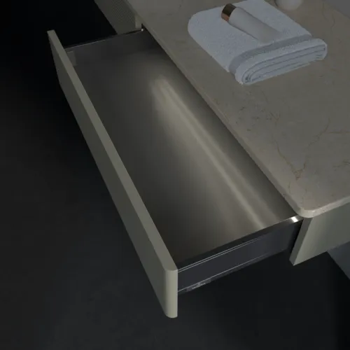 Bild von VILLEROY BOCH Antao Waschbeckenunterschrank, mit Beleuchtung, 2 Auszüge, 1600 x 190 x 500 mm, Front mit Struktur, Stone Grey Matt Lacquer / Botticino #L15153HK