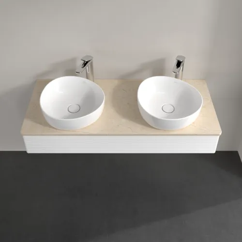 Bild von VILLEROY BOCH Antao Waschbeckenunterschrank, mit Beleuchtung, 1 Auszug, 1200 x 190 x 500 mm, Front mit Struktur, White Matt Lacquer / Botticino #L13153MT