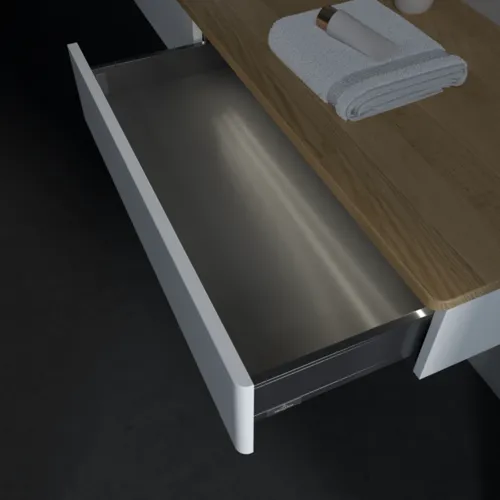 VILLEROY BOCH Antao Waschbeckenunterschrank, mit Beleuchtung, 2 Auszüge, 1600 x 190 x 500 mm, Front ohne Struktur, White Matt Lacquer / Honey Oak #L15011MT, Bild 7