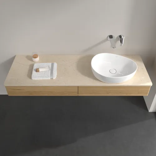 VILLEROY BOCH Antao Waschbeckenunterschrank, mit Beleuchtung, 2 Auszüge, 1600 x 190 x 500 mm, Front ohne Struktur, Honey Oak / Botticino #L16013HN, Bild 4