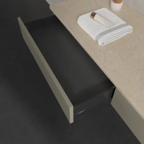 Bild von VILLEROY BOCH Antao Waschbeckenunterschrank, mit Beleuchtung, 2 Auszüge, 1600 x 190 x 500 mm, Front ohne Struktur, Stone Grey Matt Lacquer / Botticino #L16013HK