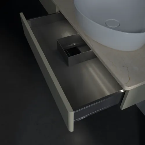 Bild von VILLEROY BOCH Antao Waschbeckenunterschrank, mit Beleuchtung, 2 Auszüge, 1600 x 190 x 500 mm, Front ohne Struktur, Stone Grey Matt Lacquer / Botticino #L16013HK