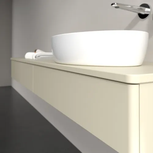 Bild von VILLEROY BOCH Antao Waschbeckenunterschrank, mit Beleuchtung, 2 Auszüge, 1600 x 190 x 500 mm, Front ohne Struktur, Silk Grey Matt Lacquer / Silk Grey Matt Lacquer #L16010HJ
