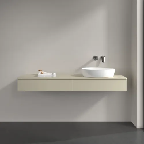 Bild von VILLEROY BOCH Antao Waschbeckenunterschrank, mit Beleuchtung, 2 Auszüge, 1600 x 190 x 500 mm, Front ohne Struktur, Silk Grey Matt Lacquer / Silk Grey Matt Lacquer #L16010HJ