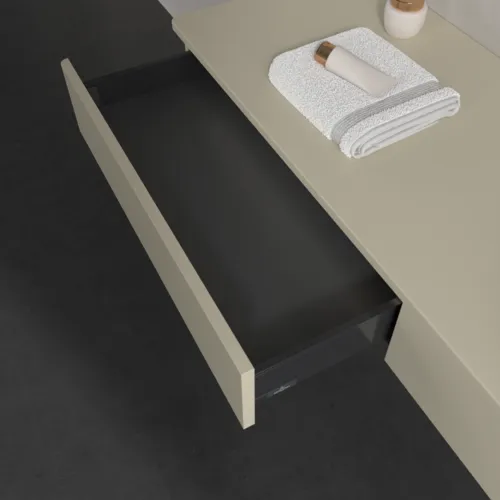 Bild von VILLEROY BOCH Antao Waschbeckenunterschrank, mit Beleuchtung, 2 Auszüge, 1600 x 190 x 500 mm, Front ohne Struktur, Silk Grey Matt Lacquer / Silk Grey Matt Lacquer #L16010HJ