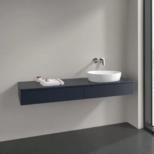 Bild von VILLEROY BOCH Antao Waschbeckenunterschrank, mit Beleuchtung, 2 Auszüge, 1600 x 190 x 500 mm, Front ohne Struktur, Midnight Blue Matt Lacquer / Midnight Blue Matt Lacquer #L16010HG