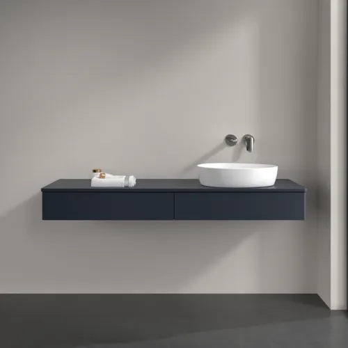 Bild von VILLEROY BOCH Antao Waschbeckenunterschrank, mit Beleuchtung, 2 Auszüge, 1600 x 190 x 500 mm, Front ohne Struktur, Midnight Blue Matt Lacquer / Midnight Blue Matt Lacquer #L16010HG