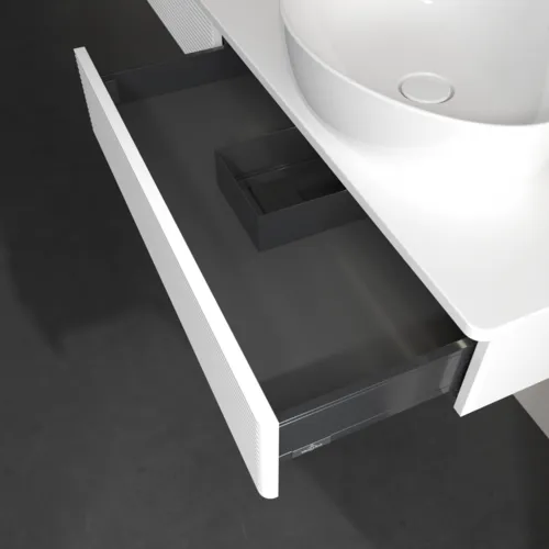 Bild von VILLEROY BOCH Antao Waschbeckenunterschrank, mit Beleuchtung, 2 Auszüge, 1600 x 190 x 500 mm, Front mit Struktur, White Matt Lacquer / White Matt Lacquer #L16110MT