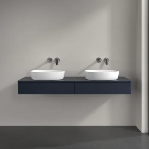 Bild von VILLEROY BOCH Antao Waschbeckenunterschrank, mit Beleuchtung, 2 Auszüge, 1600 x 190 x 500 mm, Front ohne Struktur, Midnight Blue Matt Lacquer / Midnight Blue Matt Lacquer #L17010HG