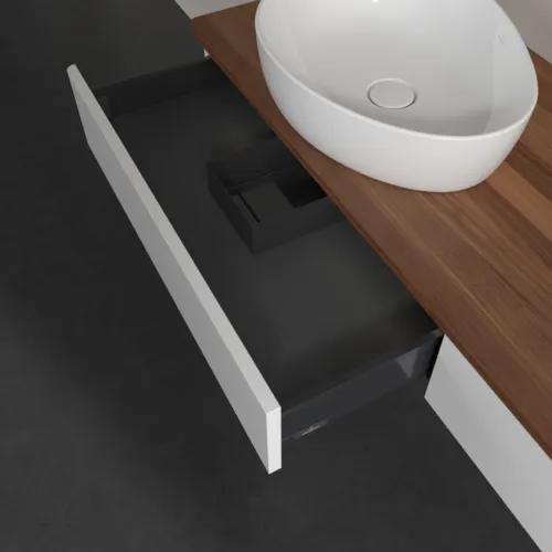 Bild von VILLEROY BOCH Antao Waschbeckenunterschrank, mit Beleuchtung, 2 Auszüge, 1600 x 190 x 500 mm, Front ohne Struktur, White Matt Lacquer / Warm Walnut #L17012MT