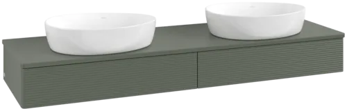 Зображення з  VILLEROY BOCH Antao Vanity unit, with lighting, 2 pull-out compartments, 1600 x 190 x 500 mm, Front with grain texture, Leaf Green Matt Lacquer / Leaf Green Matt Lacquer #L17110HL