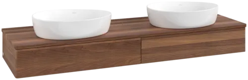 Зображення з  VILLEROY BOCH Antao Vanity unit, with lighting, 2 pull-out compartments, 1600 x 190 x 500 mm, Front with grain texture, Warm Walnut / Warm Walnut #L17112HM