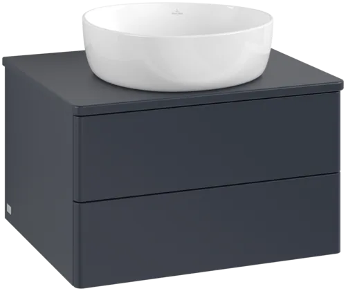 Picture of VILLEROY BOCH Antao Vanity unit, with lighting, 2 pull-out compartments, 600 x 360 x 500 mm, Front without structure, Midnight Blue Matt Lacquer / Midnight Blue Matt Lacquer #L18010HG