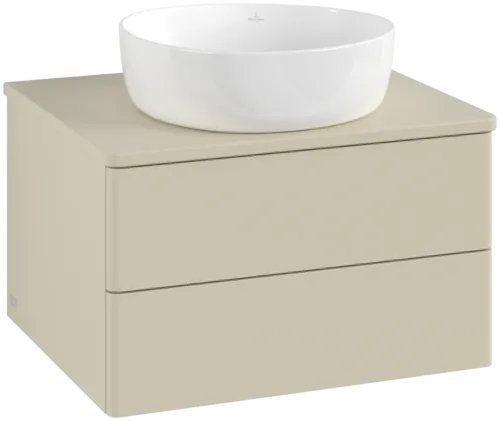 Picture of VILLEROY BOCH Antao Vanity unit, with lighting, 2 pull-out compartments, 600 x 360 x 500 mm, Front without structure, Silk Grey Matt Lacquer / Silk Grey Matt Lacquer #L18010HJ