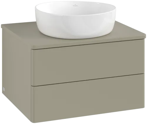 Picture of VILLEROY BOCH Antao Vanity unit, with lighting, 2 pull-out compartments, 600 x 360 x 500 mm, Front without structure, Stone Grey Matt Lacquer / Stone Grey Matt Lacquer #L18010HK