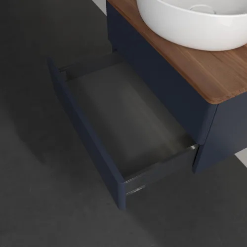 VILLEROY BOCH Antao Waschbeckenunterschrank, mit Beleuchtung, 2 Auszüge, 600 x 360 x 500 mm, Front ohne Struktur, Midnight Blue Matt Lacquer / Warm Walnut #L18012HG, Bild 6