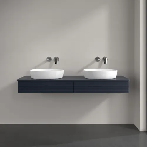 Bild von VILLEROY BOCH Antao Waschbeckenunterschrank, mit Beleuchtung, 2 Auszüge, 1600 x 190 x 500 mm, Front mit Struktur, Midnight Blue Matt Lacquer / Midnight Blue Matt Lacquer #L17150HG