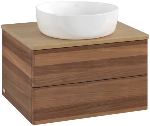 Picture of VILLEROY BOCH Antao Vanity unit, with lighting, 2 pull-out compartments, 600 x 360 x 500 mm, Front without structure, Warm Walnut / Honey Oak #L18011HM
