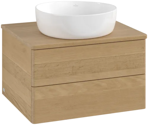 Picture of VILLEROY BOCH Antao Vanity unit, with lighting, 2 pull-out compartments, 600 x 360 x 500 mm, Front without structure, Honey Oak / Honey Oak #L18011HN