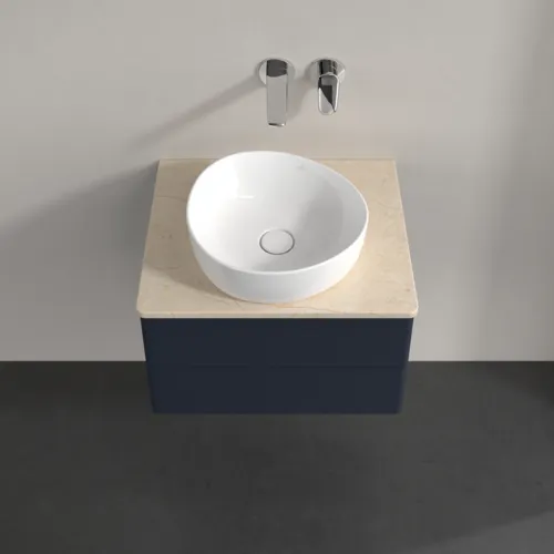 Bild von VILLEROY BOCH Antao Waschbeckenunterschrank, mit Beleuchtung, 2 Auszüge, 600 x 360 x 500 mm, Front ohne Struktur, Midnight Blue Matt Lacquer / Botticino #L18013HG