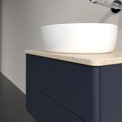 Bild von VILLEROY BOCH Antao Waschbeckenunterschrank, mit Beleuchtung, 2 Auszüge, 600 x 360 x 500 mm, Front ohne Struktur, Midnight Blue Matt Lacquer / Botticino #L18013HG