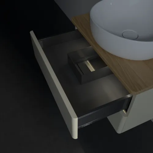 Bild von VILLEROY BOCH Antao Waschbeckenunterschrank, mit Beleuchtung, 2 Auszüge, 600 x 360 x 500 mm, Front ohne Struktur, Silk Grey Matt Lacquer / Honey Oak #L18011HJ