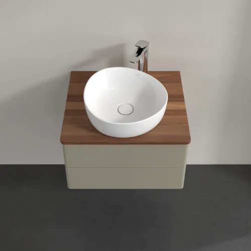 Bild von VILLEROY BOCH Antao Waschbeckenunterschrank, mit Beleuchtung, 2 Auszüge, 600 x 360 x 500 mm, Front ohne Struktur, Stone Grey Matt Lacquer / Warm Walnut #L18052HK