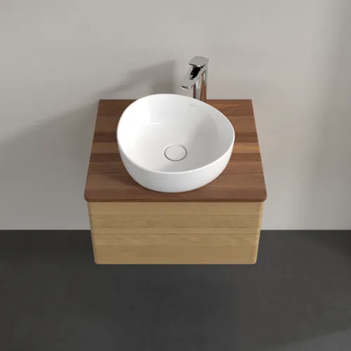 Bild von VILLEROY BOCH Antao Waschbeckenunterschrank, mit Beleuchtung, 2 Auszüge, 600 x 360 x 500 mm, Front ohne Struktur, Honey Oak / Warm Walnut #L18052HN