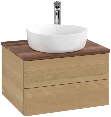 Picture of VILLEROY BOCH Antao Vanity unit, with lighting, 2 pull-out compartments, 600 x 360 x 500 mm, Front without structure, Honey Oak / Warm Walnut #L18052HN
