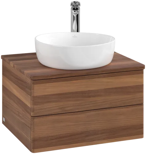 Picture of VILLEROY BOCH Antao Vanity unit, with lighting, 2 pull-out compartments, 600 x 360 x 500 mm, Front without structure, Warm Walnut / Warm Walnut #L18052HM