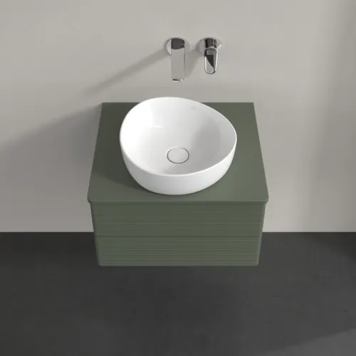 Bild von VILLEROY BOCH Antao Waschbeckenunterschrank, mit Beleuchtung, 2 Auszüge, 600 x 360 x 500 mm, Front mit Struktur, Leaf Green Matt Lacquer / Leaf Green Matt Lacquer #L18110HL