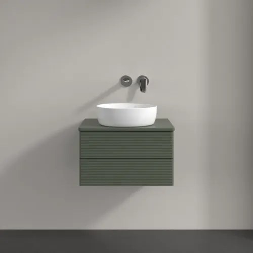 Bild von VILLEROY BOCH Antao Waschbeckenunterschrank, mit Beleuchtung, 2 Auszüge, 600 x 360 x 500 mm, Front mit Struktur, Leaf Green Matt Lacquer / Leaf Green Matt Lacquer #L18110HL