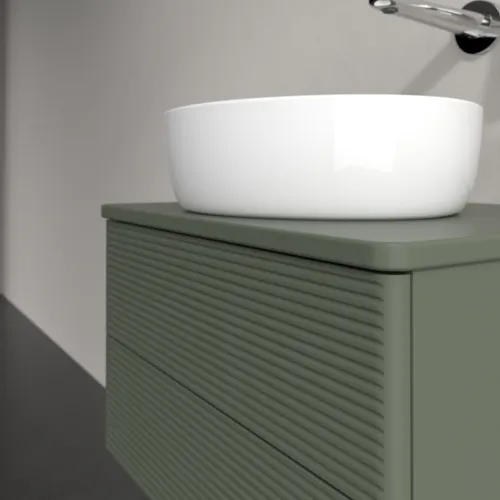 Bild von VILLEROY BOCH Antao Waschbeckenunterschrank, mit Beleuchtung, 2 Auszüge, 600 x 360 x 500 mm, Front mit Struktur, Leaf Green Matt Lacquer / Leaf Green Matt Lacquer #L18110HL