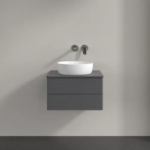 Bild von VILLEROY BOCH Antao Waschbeckenunterschrank, mit Beleuchtung, 2 Auszüge, 600 x 360 x 500 mm, Front mit Struktur, Anthracite Matt Lacquer / Anthracite Matt Lacquer #L18110GK