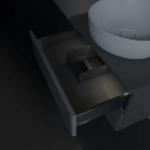 Bild von VILLEROY BOCH Antao Waschbeckenunterschrank, mit Beleuchtung, 2 Auszüge, 600 x 360 x 500 mm, Front mit Struktur, Anthracite Matt Lacquer / Anthracite Matt Lacquer #L18110GK