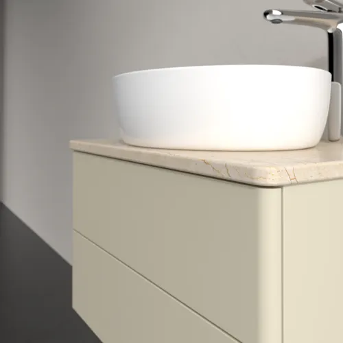 Obrázek VILLEROY BOCH Antao Vanity unit, with lighting, 2 pull-out compartments, 600 x 360 x 500 mm, Front without structure, Silk Grey Matt Lacquer / Botticino #L18053HJ