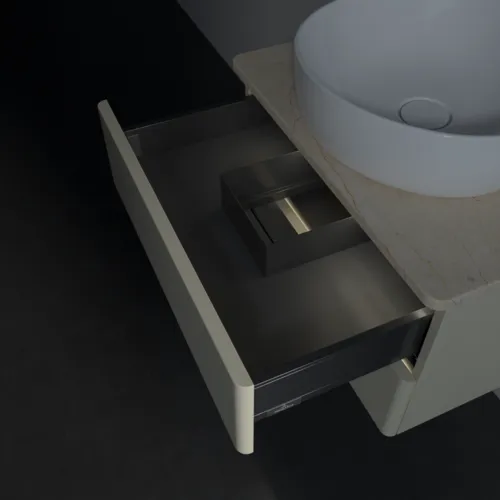 Obrázek VILLEROY BOCH Antao Vanity unit, with lighting, 2 pull-out compartments, 600 x 360 x 500 mm, Front without structure, Silk Grey Matt Lacquer / Botticino #L18053HJ