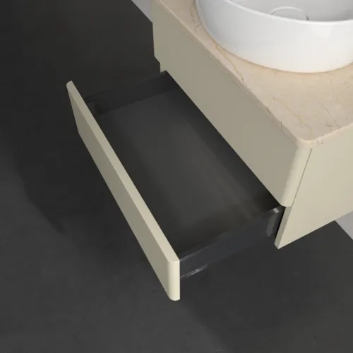 Obrázek VILLEROY BOCH Antao Vanity unit, with lighting, 2 pull-out compartments, 600 x 360 x 500 mm, Front without structure, Silk Grey Matt Lacquer / Botticino #L18053HJ