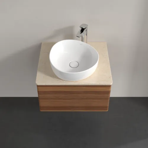 Bild von VILLEROY BOCH Antao Waschbeckenunterschrank, mit Beleuchtung, 2 Auszüge, 600 x 360 x 500 mm, Front ohne Struktur, Warm Walnut / Botticino #L18053HM